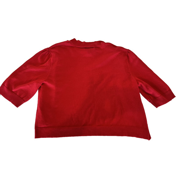 Ralph Lauren Chaps Cardigan Women SZ L Open NEW 3/4 Sleeve Yacht Red Cropped NWT - Picture 7 of 8